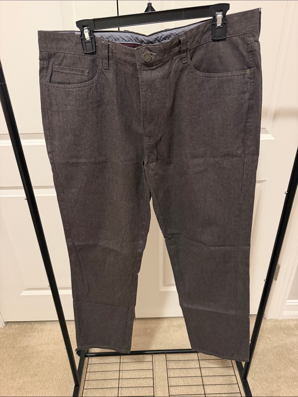 Johnston & Murphy Men's Dark Gray Straight-Leg Pants 36x30